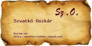 Szvatkó Oszkár névjegykártya